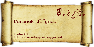 Beranek Ágnes névjegykártya